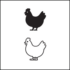 Chicken Icon Flat and Outline Vector