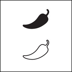 Chili Pepper Icon Flat Outline Vector