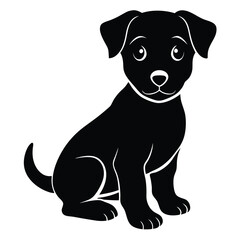 Charming Silhouette of a Puppy Sitting Adorably, Capturing its Innocent Expression and Playful Demeanor in a Minimalist Style