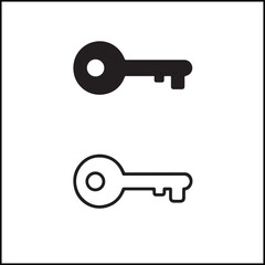 Door Key Icon Flat and Outline Vector