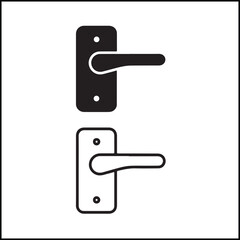 Door Handle Icon Flat Outline Vector