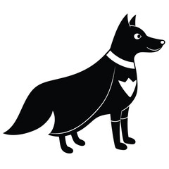Stylized Black Dog Illustration with White Collar and Chest Marking in Side Profile, a Simple yet Elegant Design