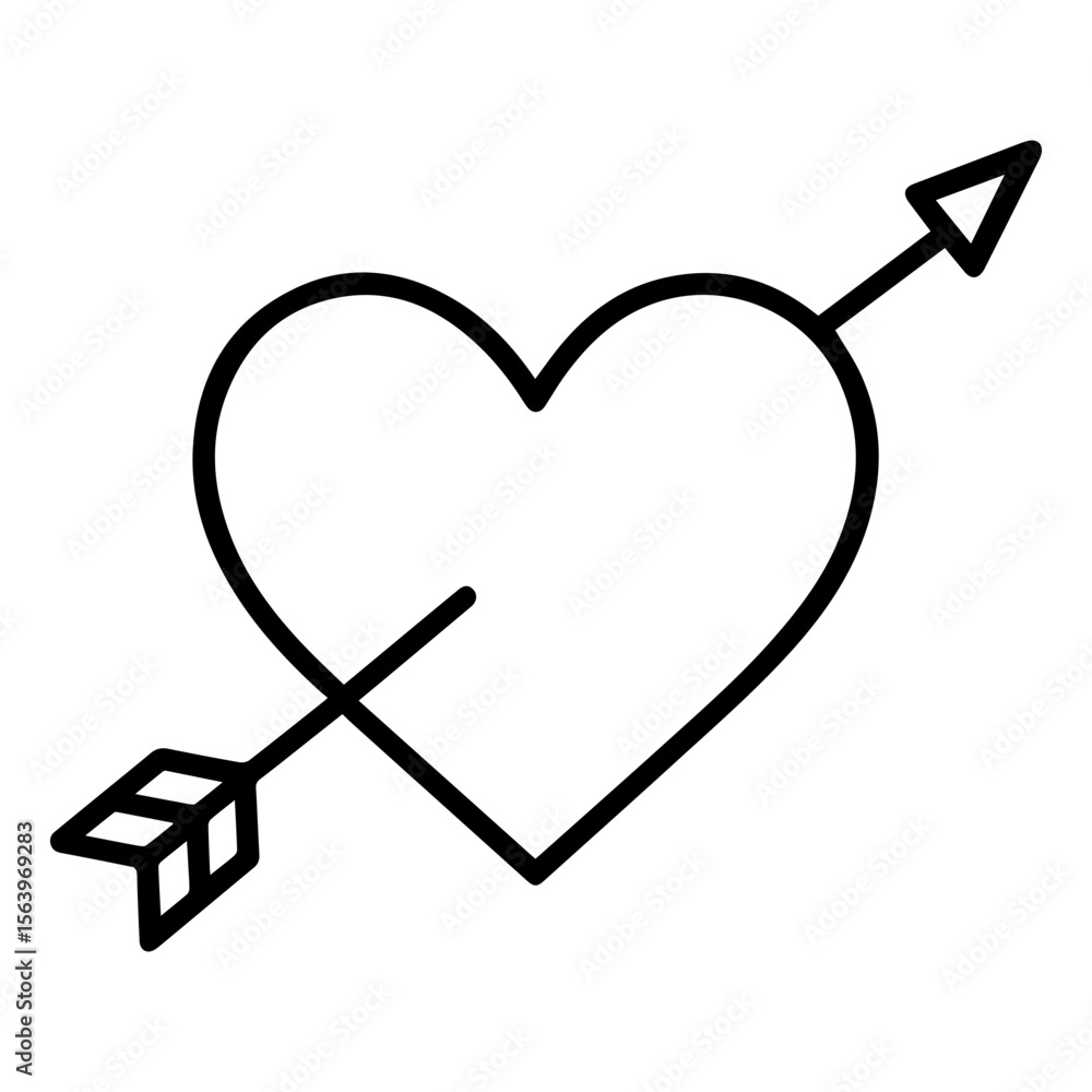 Poster line icon heart with arrow on white background vector vector icon on white background