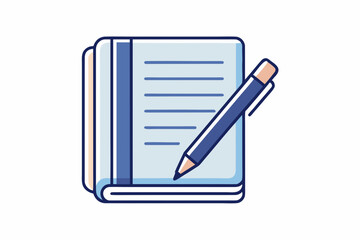 mono line vector icon notebook with pen