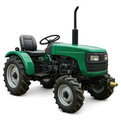 Obraz premium Compact Tractor For Greenhouse Compact Agricultural Tractor for Greenhouse Use with Clean Engine PNG Die-Cut For Advertising