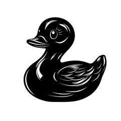 Black rubber duck illustration with copy space for children's design
