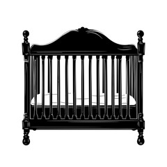 Black crib silhouette with copy space for nursery design