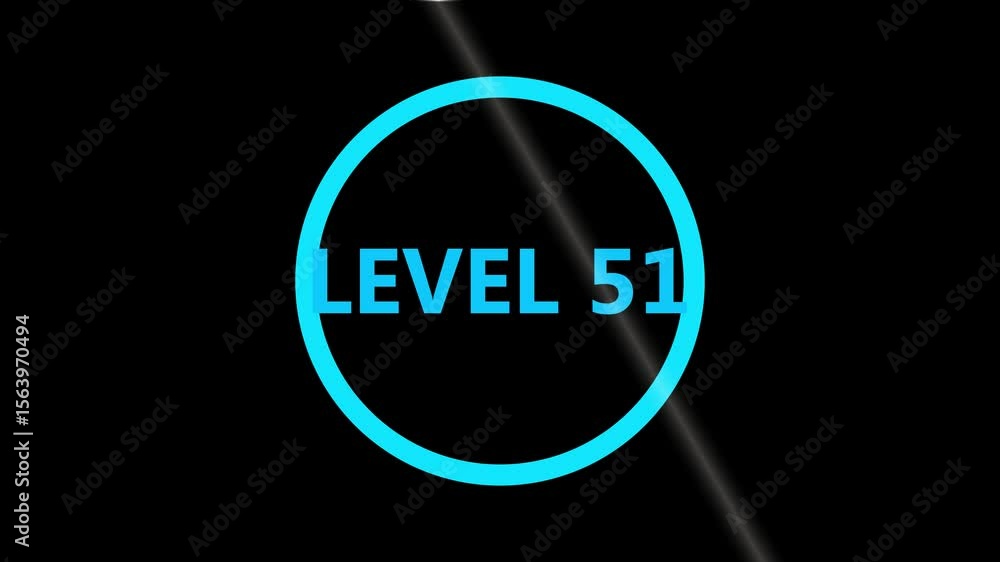Poster level 51 text animation. level eight text font, level up text animation. level- 51 text animation