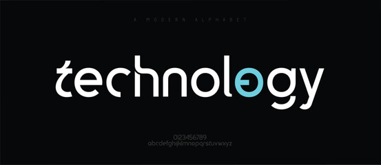 Technology logo modern alphabet. abstract digital tech font. Typography electronic, movie, digital, music, future, logo creative font. vector illustration
