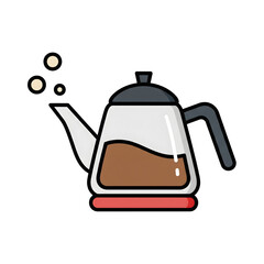 Obraz premium Glass Coffee Kettle Brown Coffee Steam Icon isolated on a transparent background