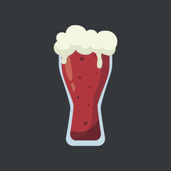 Glass of fresh dark foamy beer - Vector illustration