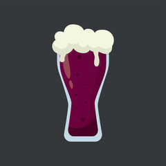 Glass of fresh dark foamy beer - Vector illustration