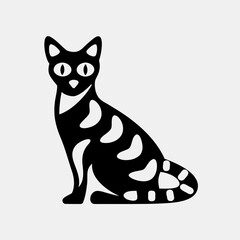 Obraz premium Spotted cat icon in black and white flat style