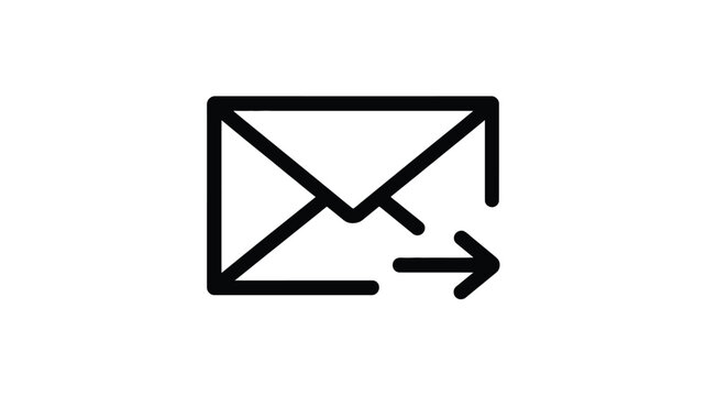 Black outline icon of an envelope with an outgoing arrow on a white background