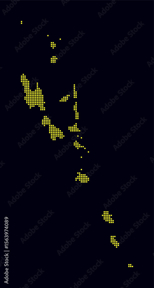 Poster vanuatu dotted map. digital style map of the country on dark background. vanuatu shape with square d