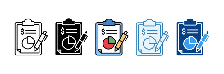Quarterly Report  Icon Set Multiple Style Collection