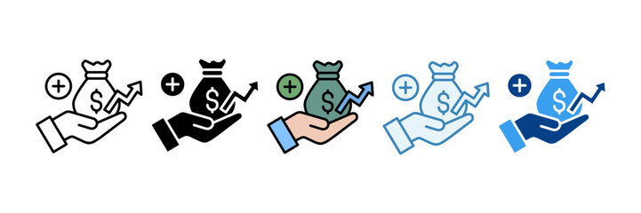 Net Income  Icon Set Multiple Style Collection
