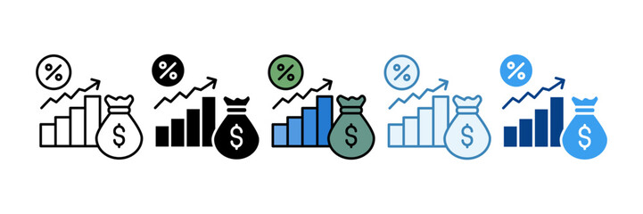 Gross Profit  Icon Set Multiple Style Collection