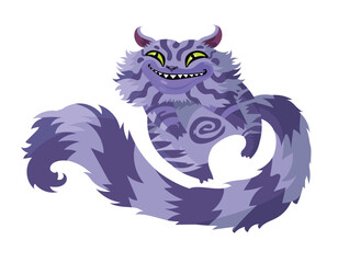 happy magical flying purple cat