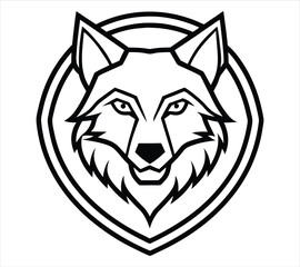 Obraz premium Minimalist Wolf Head Logo – Stylised Front-Facing Vector