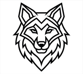 Fototapeta premium Front-Facing Wolf Head Vector – Minimal Stylised Emblem