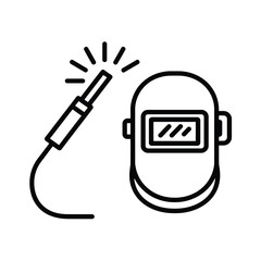 Welding mask and torch icon representing metal fabrication and construction work