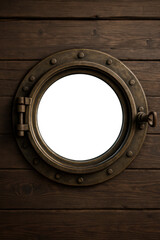Obraz premium Vintage Nautical Boat Window Frame with Hinge and Handle – Isolated PNG