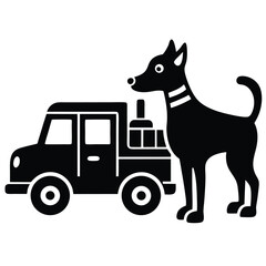 Playful Pup and Pickup Truck A Whimsical Illustration of Canine Charm and Automotive Fun for Kids