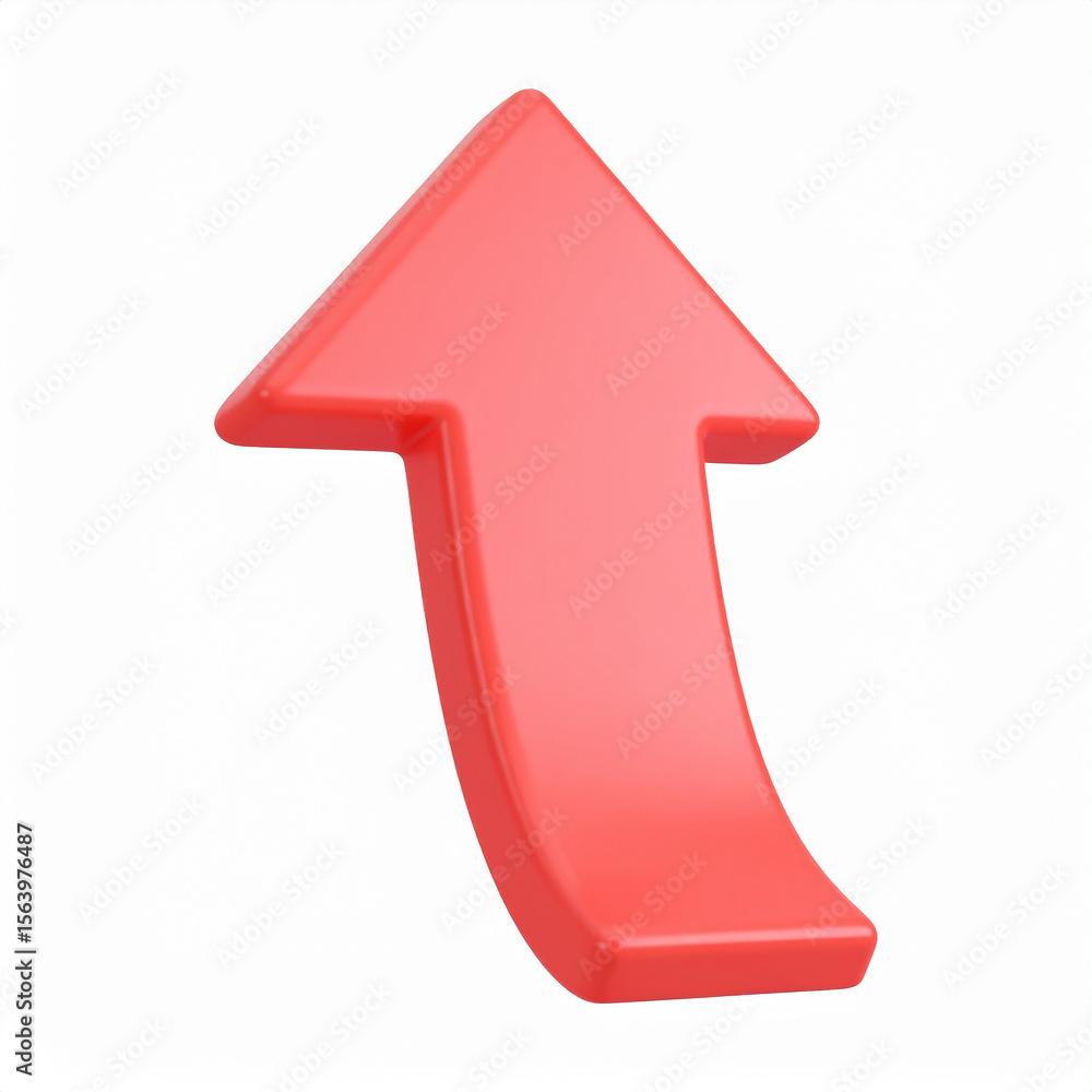 Fototapete 3d rendered vibrant red upward arrow on a white background representing growth progress achievement 