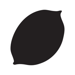 Black silhouette of lemon.Vector citrus element on isolated background.
