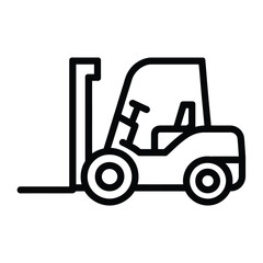 Simple black outline icon of a forklift truck on a white background