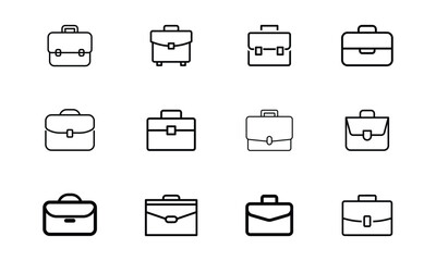 Brifcase mega icon set, briefcase, business, bag, office, work, illustration, design, vector, background, isolated, professional, case, baggage, suitcase, job, document, icon, finance, black