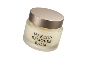 Isolated makeup remover balm in transparent glass jar, skin care product