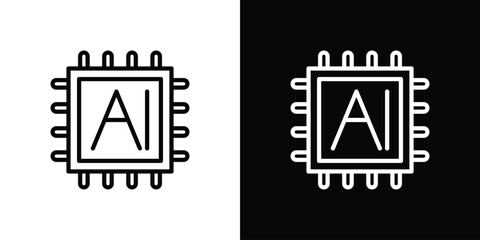 AI icon. Simple thin line, outline vectors