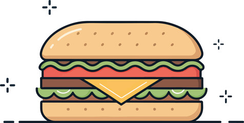 Burger vector design in isolated background, Burger Logo and icon design