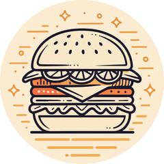 Burger Illustration vector design, Burger Logo design, Burger vector design in isolated background