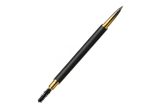 Luxury eyebrow pencil with brush isolated on transparent background, black and gold - Powered by Adobe