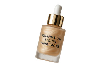 Illuminating liquid highlighter bottle isolated on transparent background, makeup