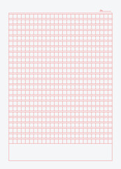 Classic Red Grid Manuscript Paper Template with Narrow Spacing for Calligraphy and Handwriting Practice, Editable Vector Layout