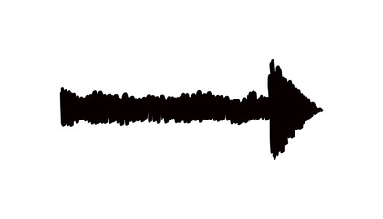 a single straight arrow drawn with hand-drawn strokes, a vector pointer on a transparent background in a grunge style