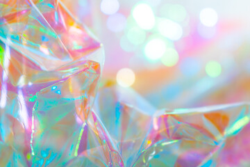 Iridescent Holographic Light Texture – Abstract Colorful Background with Bokeh and Rainbow...