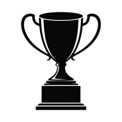 Classic black silhouette of a trophy cup on a white background