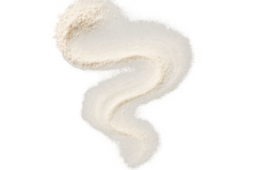 Pile of collagen powder isolated on transparent background, wavy texture.