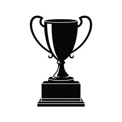 Classic black silhouette of a champion trophy on a white background