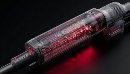 High-Tech Transparent Cable with Red Circuitry Glow