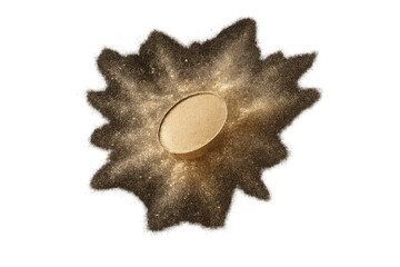 Fototapeta premium Abstract golden eyeshadow palette isolated on transparent background, close-up