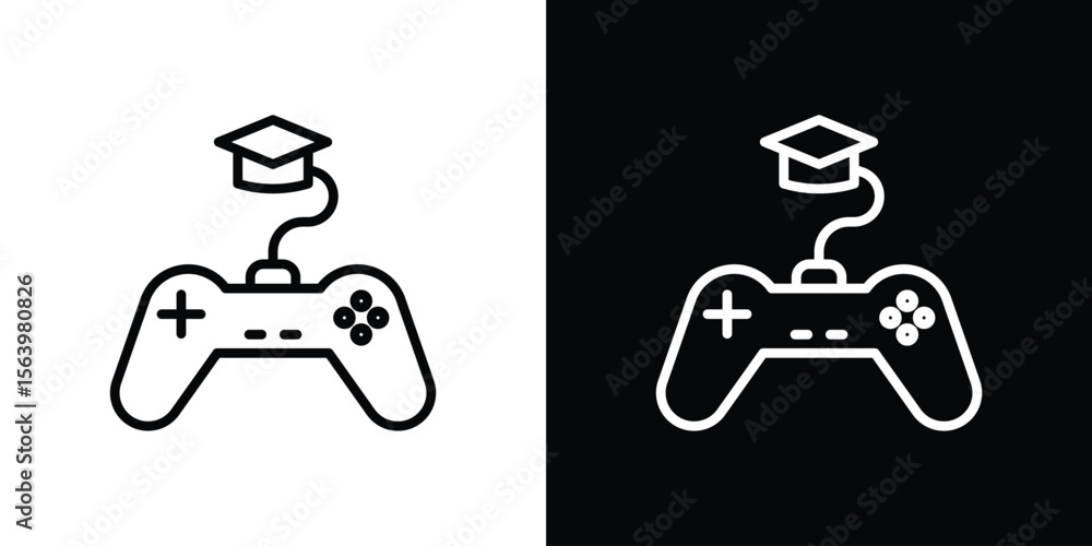 Poster game based learning icon. simple thin line, outline vectors