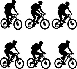 Mountain Biker on Cliff Silhouette vector graphics bundle