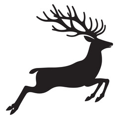 Beautiful jumping deer silhouette black color vector illustration