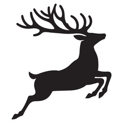 Beautiful jumping deer silhouette black color vector illustration